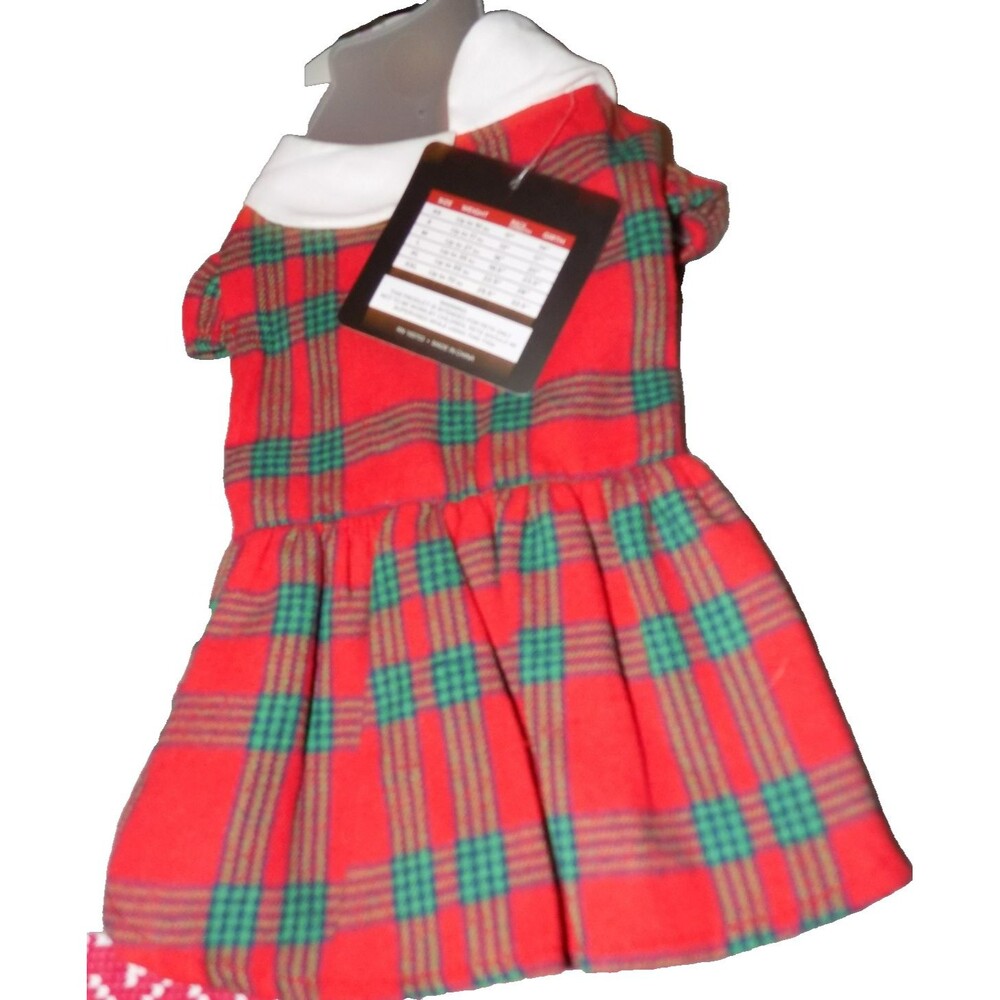 New XS dog pet plaid dress